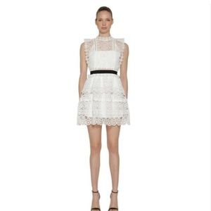 Self-Portrait Circle Floral Lace Tiered Dress